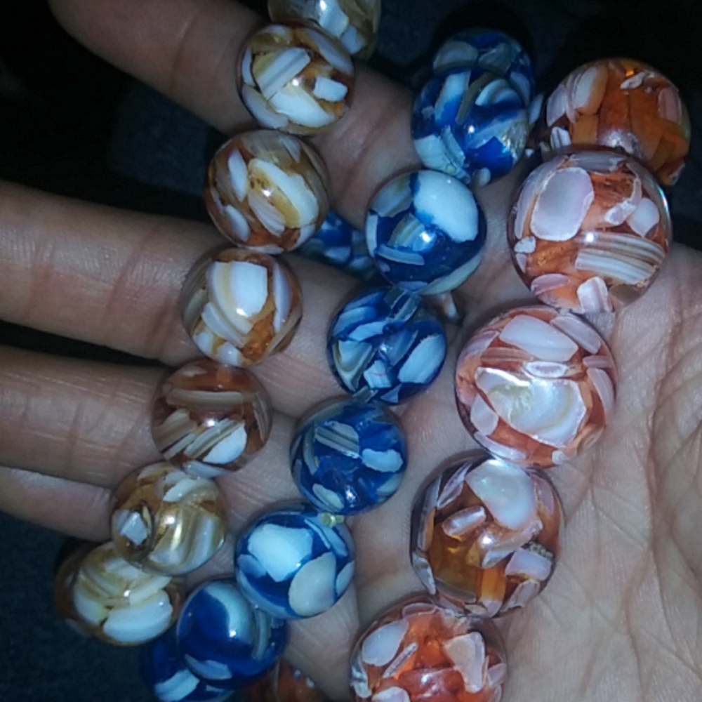 Handmade Mother of Pearl shell bracelets.